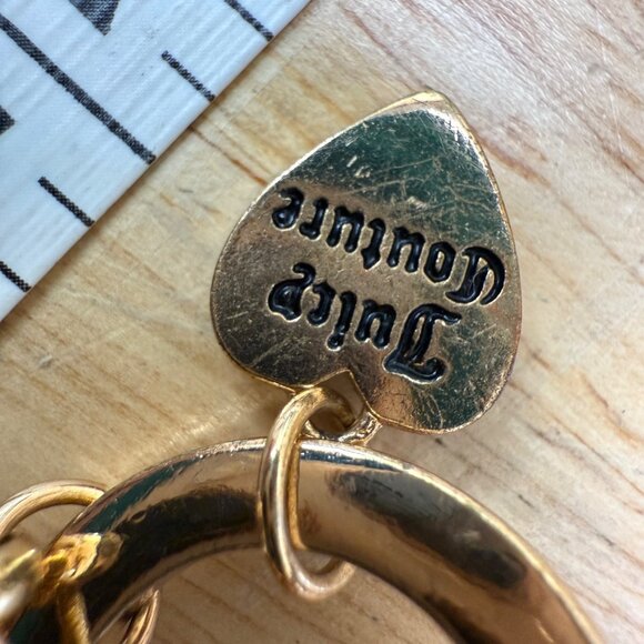 Juicy Couture Gold Tone Heart & Crown Charm Necklace With Pink Rhinestones - Picture 12 of 12